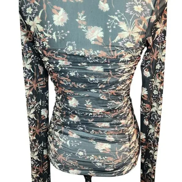 Free People Under It All Bodysuit black floral whimsy goth sheer mesh boho - Picture 8 of 10